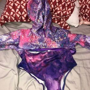 rave holographic galaxy sleeves with hood
